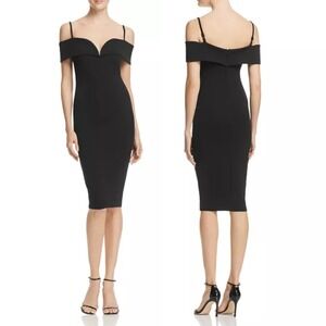 Nookie Black Pretty Belle Cold-Shoulder Off-Shoulder Knee Length Dress‎ Small